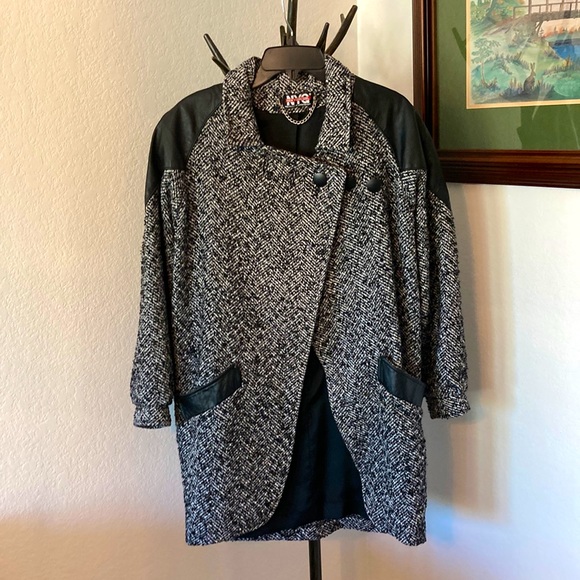 New York Girl Jackets & Blazers - Vintage 80-90’s Wool Leather Coat Size M